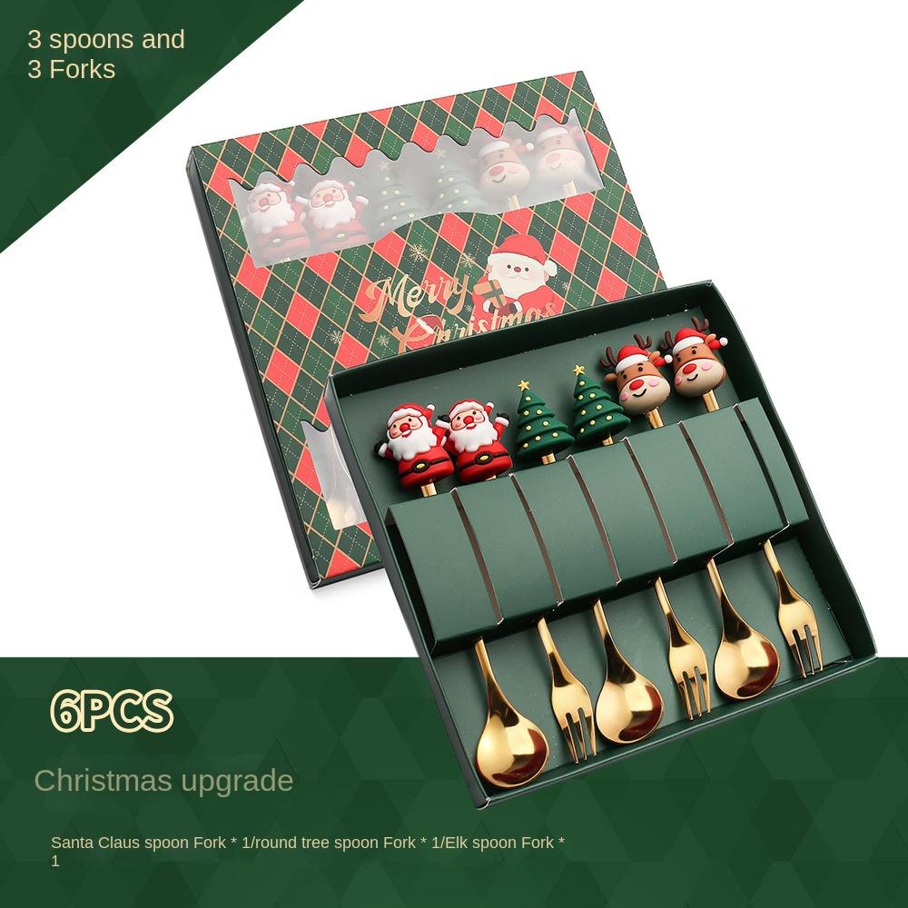 Рождественский набор ложка и вилка Десертная ложка и вилка Кофейная ложка Рождественский кулон ложка и вилка Подарочный набор Деда Мороза