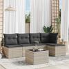 6 Piece Garden Sofa Set with Cushions Light Grey Poly Rattan