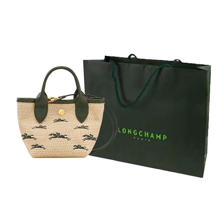 Longchamp Складная сумка-корзина с вышитым логотипом, съемный плечевой ремень, текстура соломы, холст, мини-сумка через плечо, сумка-тоут, женские сумки 10206HCF292