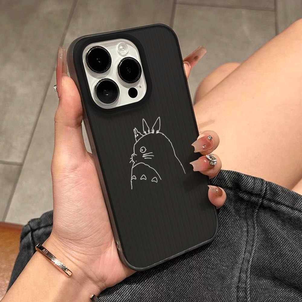 Cartoon Clear Case For-T-T-TotoroS For IPhone 17 16 15 11 12 13 14 Pro Max Plus Pro Corrugated Translucent Back Phone Cover