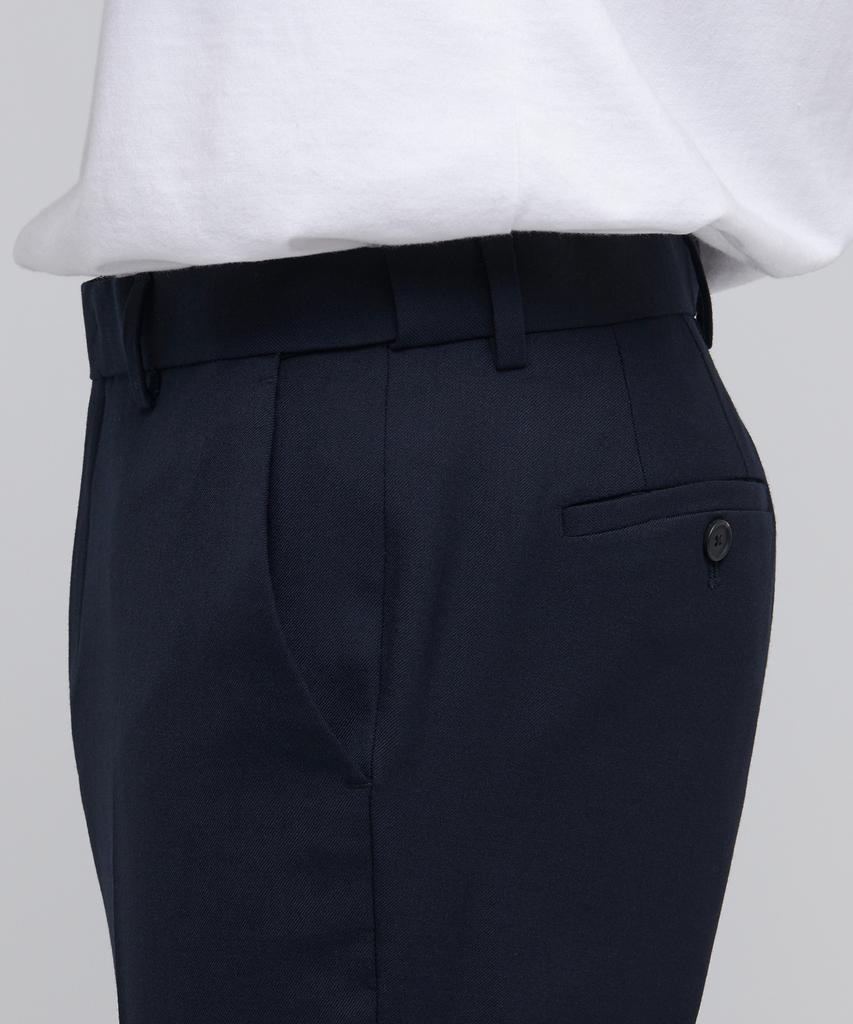 MUSINSA STANDARD Wool Tapered Hidden Banding Crop Slacks [Navy]