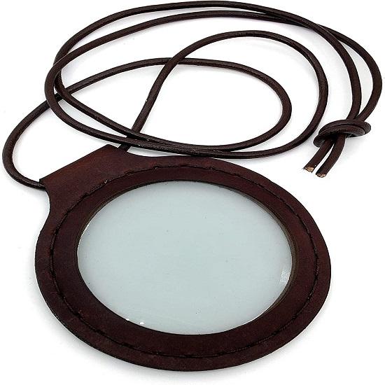 Стеклянный кулон Морской винтажный кожаный ремешок Ожерелье с увеличительным стеклом