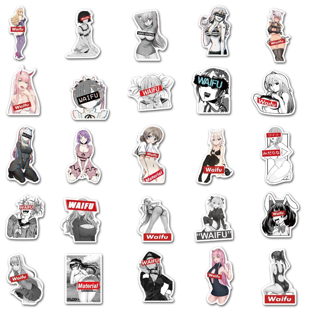 Waifu Hentai Sexy Pinup Stickers Anime Girl Waterproof Guitar Luggage Skateboard Laptop Bicycle Graffiti Sticker Toy 10/30/50Pcs
