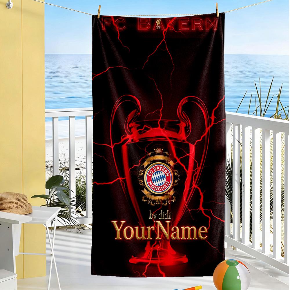 Bayern Munich Customize Your Name Beach Towel Quick-Dry Soft Microfiber Ideal for Travel Outdoor Swim Pool Yoga Surf Camping Hiking Gym Gift Holiday