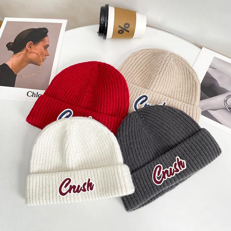 Шерстяная шапка Осень и Зима Новый стиль Надпись Буква Шапка-пуловер Мужская Уличная Теплая Защита от холода Защита ушей Вязаная шапка