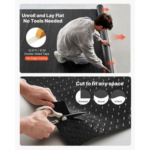 VEVOR Garage Floor Roll, 2.28 x 5.2 m Garage Flooring Mat, 2.2 mm Thickened PVC Diamond Plate Floor Protector Mat with Double-sided Tape, Non-Slip