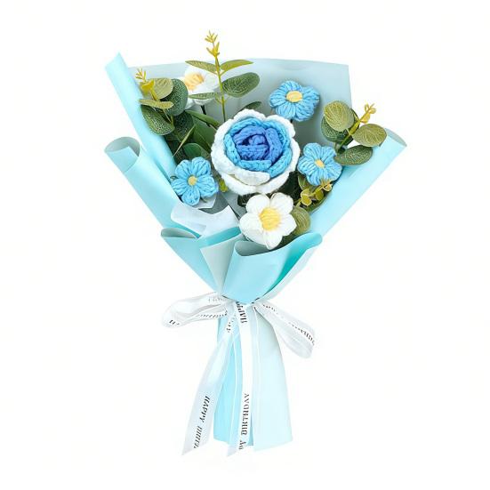 Искусственные цветы ручной работы из хлопковой пряжи вечный цветок вязаный крючком букет день рождения мама жена любовница выпускной домашний декор