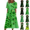 Летнее платье для женщин, повседневное пляжное свободное платье с короткими рукавами и принтом
