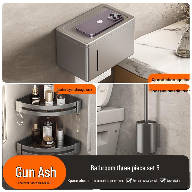 Настенный держатель для салфеток и полотенец без сверления, цвет оружейный серый