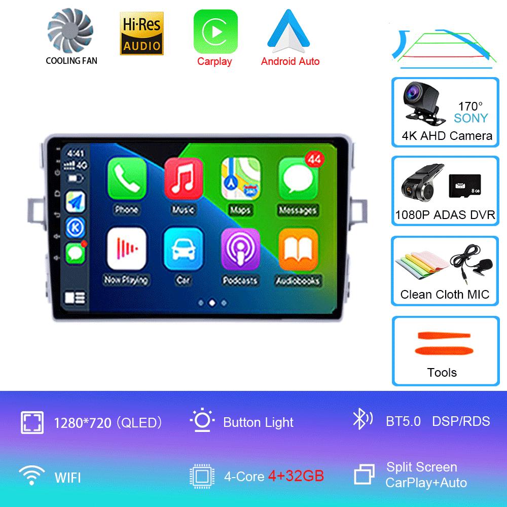 Автомагнитола Android 14 Carplay Auto Для Toyota Verso R20 2009 2010 - 2018 GPS Навигация DSP Головное устройство BT Видеоплеер 2Din Стерео