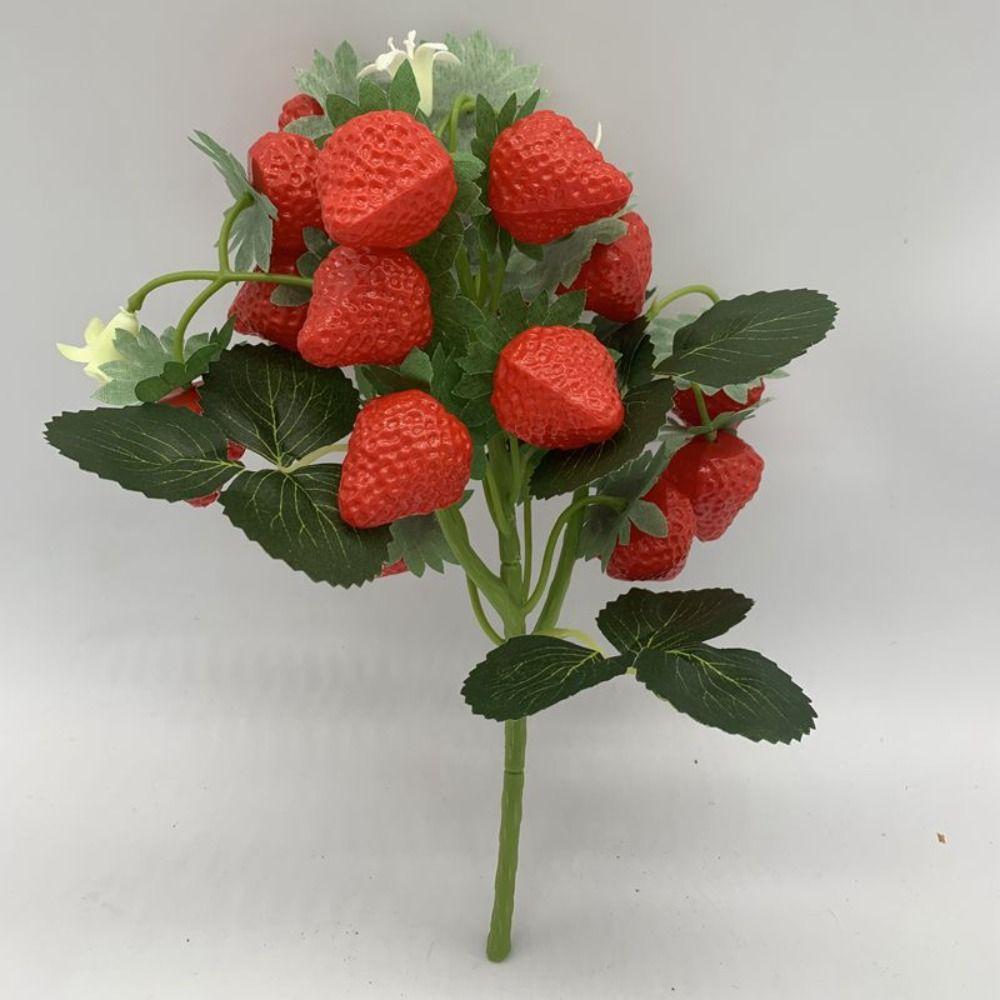 Lifelike Artificial Strawberry Berry Branch Plastic Simulation Plant Fruit Table Center Layout