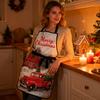 Christmas Apron Festive Holiday Print Apron with Pocket for Cooking Serving Adjustable Neck Strap Kitchen Apron for Cooking Gardening Server Waitress