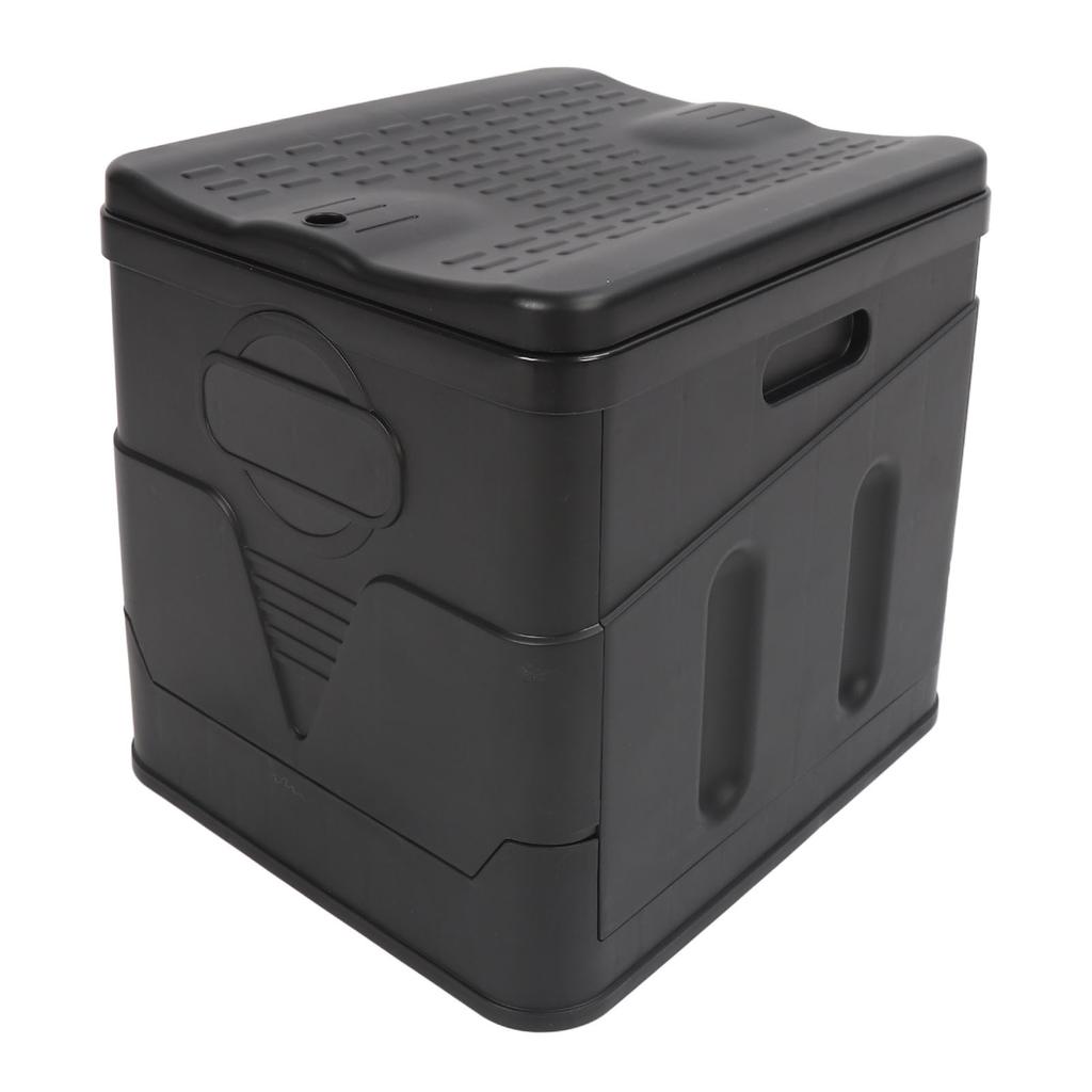 Travel Foldable Toilet with Lid Strong Load Bearing Multifunctional Foldable Car Travel Toilet for Camping Hiking Black