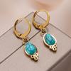 Vintage Turquoise Dangle Earrings for Women Bohemian Gold Color Stainless Steel Drop Earrings Anniversary Jewelry