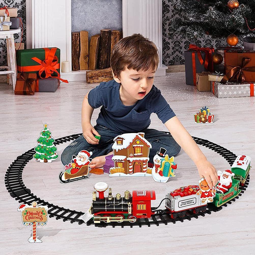 Foreign Trade Electric Christmas Train Electric Lights Music Can Be Hung Christmas Rail Car Christmas Decoration Gift Toys
