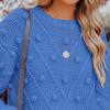 Women Sweater Tops Round Neck Long Sleeve Jacquard Decor Knitted Tops Solid Color Loose Fit Jumper