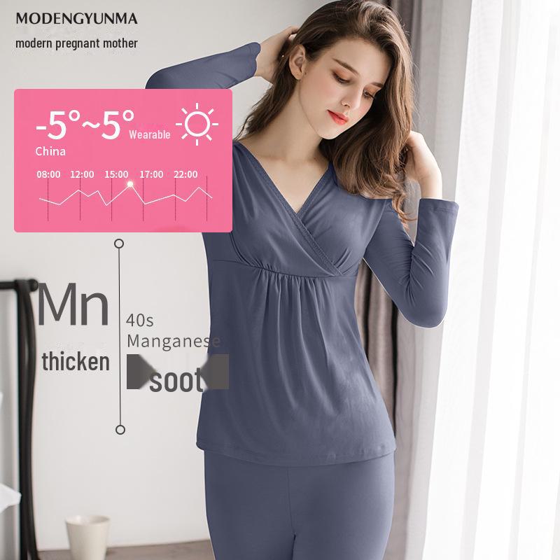 Утолщенный модальный термотоп для беременных и кормящих мам – одежда для отдыха на осень/зиму