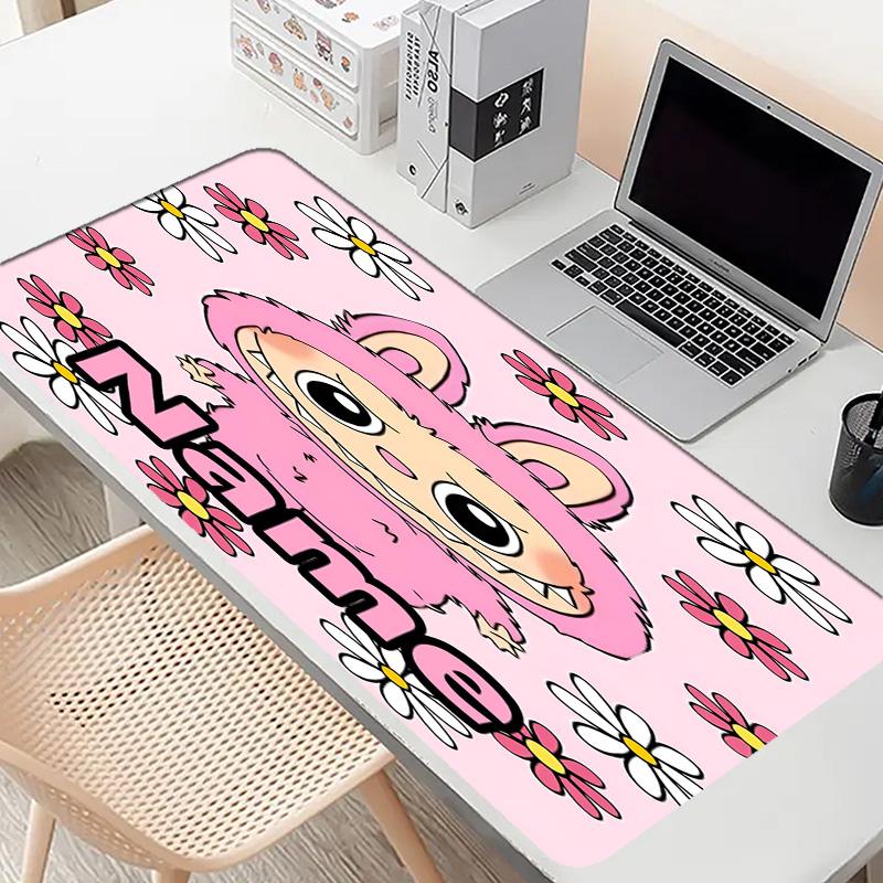 Custom Name Personalized Labubu Pattern Mousepad, Laptop PC Desk Mat, Decorative Desk Mat for Home Keyboard Pad Gift