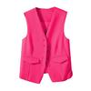 Women Single Breasted Sleeveless Vest Open Front Office Work Blazer Casual V