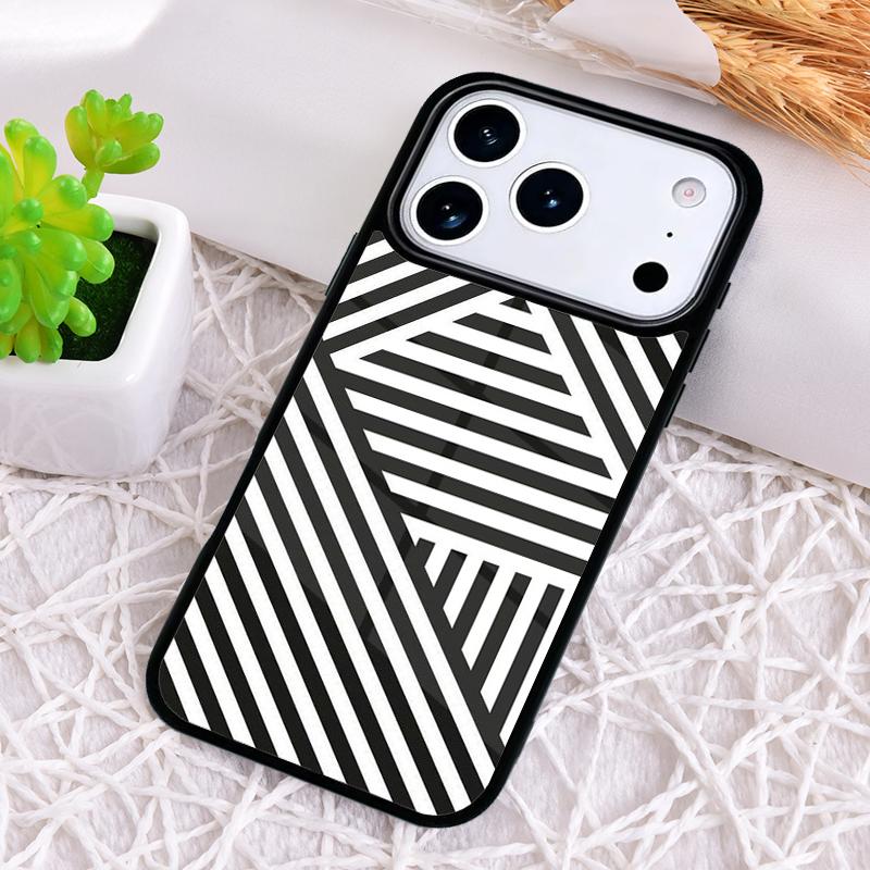 Geometric Stripy Triangle Phone Case for iPhone 17 Air 16 15 11 12 14 13 Pro Max Shockproof Cover