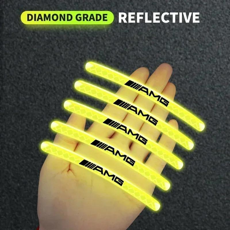 RAT2 Car Motorcycle Wheel High Reflective Warning Decals Tyre Rim Reflector Sticker for Mercedes Benz AMG A B C E G W212 W213 W214