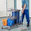 Cleaning Trolley, Cleaning Cart with 3 Tiers, Mop Cart with Wringer, 2x18L Buckets, for Hotels