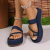 Модные синие джинсовые шлепанцы на массивной платформе для женщин, летняя мода, сандалии на плоской подошве и высоком каблуке, женские повседневные шлепанцы на толстой подошве для улицы