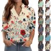 Женские топы с рукавом 3/4, рубашки с V-образным вырезом, модные принтованные блузки для работы в стиле бизнес-кэжуал