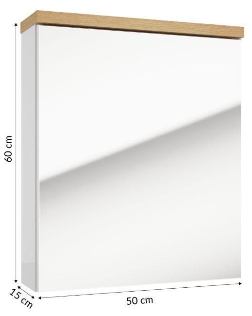 Ronda white gloss wall-hung bathroom mirror cabinet 60x50 cm