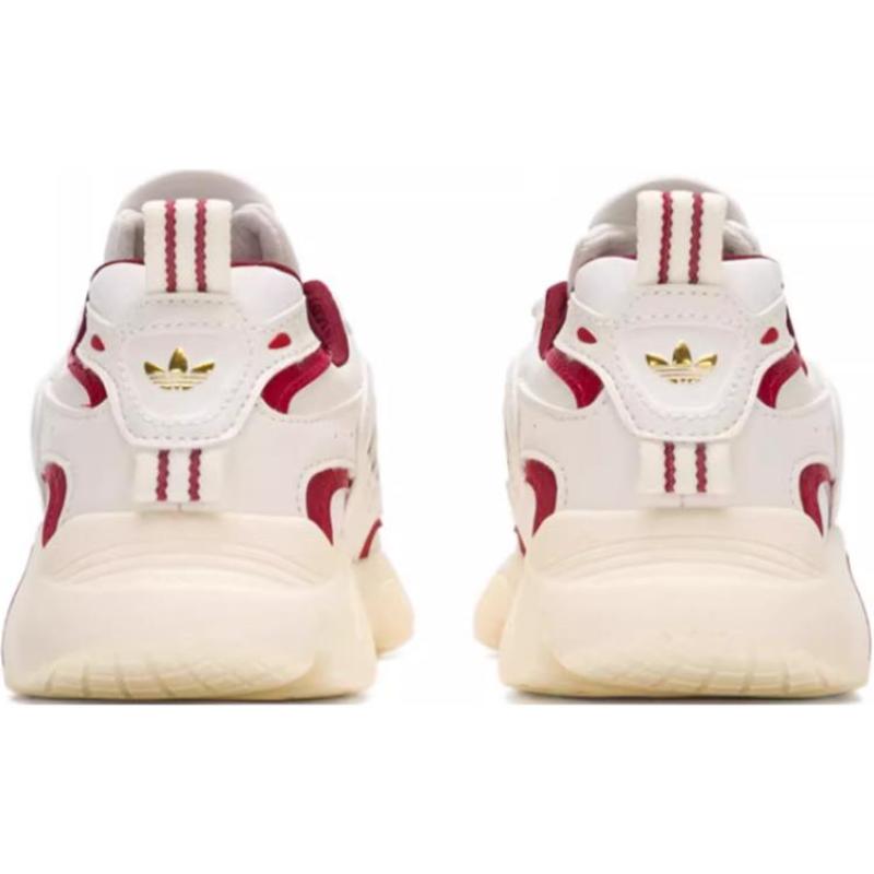 Adidas Originals Ozmillen Anti-Slip Wear-Resistant Low-Top Kids Lifestyle Shoes White Red Kids' Sneakers JR8004