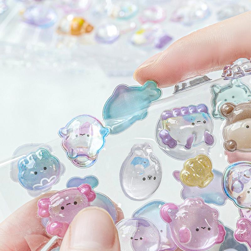 Милые 3D наклейки Мультяшные 3D Эстетичные наклейки для скрапбукинга Сделай сам Чехол для телефона Каваий Наклейки Канцелярские товары Корейские Декали Кристальная наклейка