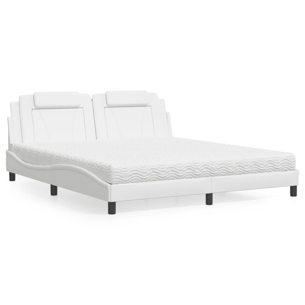 Viana Bed with Mattress White 180x200 cm Faux Leather
