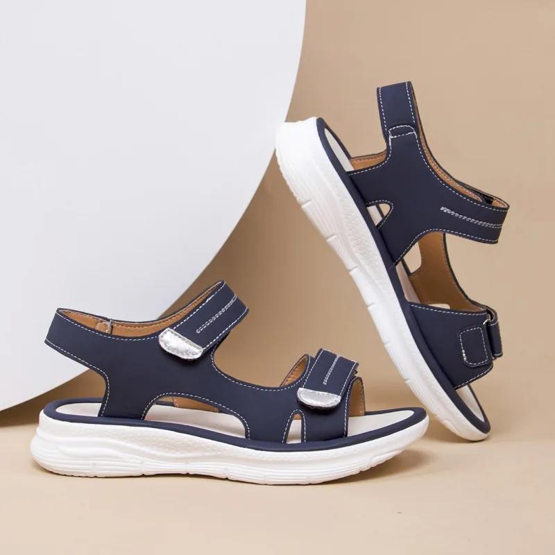 2024 женские летние нескользящие пляжные дышащие сандалии на танкетке с открытым носком, обувь в спортивном стиле
