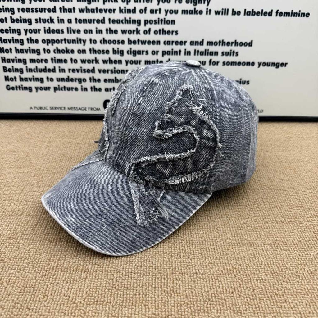 Trendy brand sweet cool baseball cap, old washed rough edge embroidered women's soft top cap, versatile street style sun hat