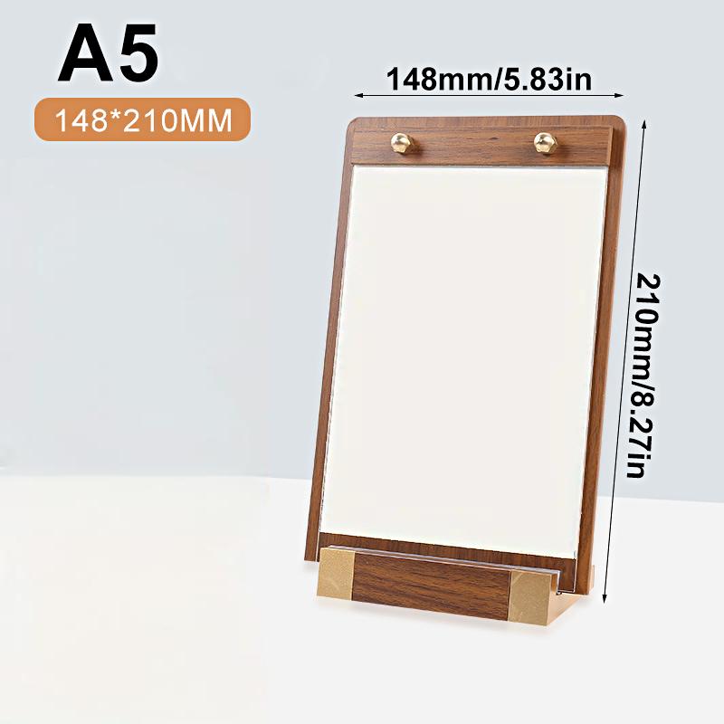 1 шт. Прозрачная панель Доска для отображения цены Основа из орехового дерева Ресторан Палатка Держатель для вывесок Вывески с металлической отделкой Ужин A4 A5 A6