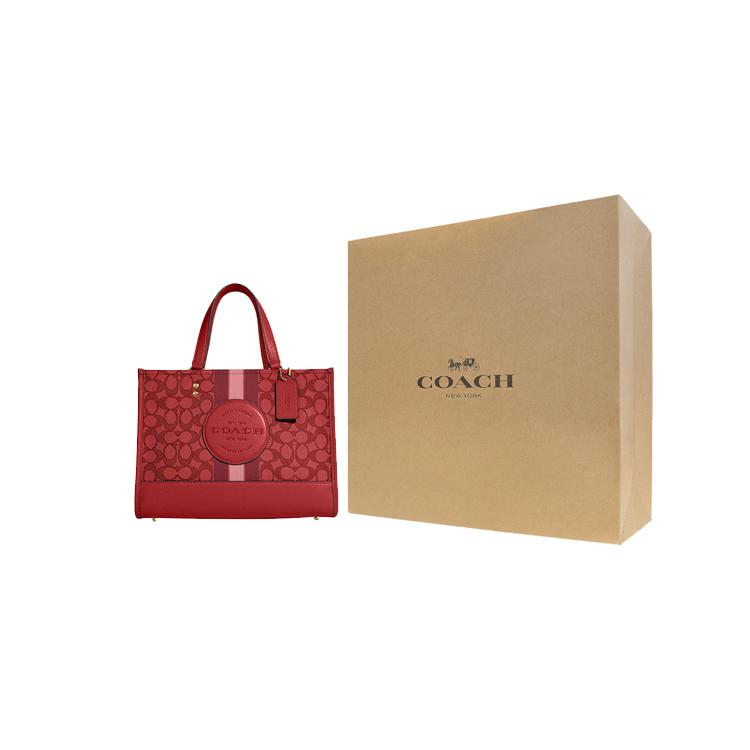 New COACH Dempsey Jacquard Fabric With Pebbled Leather Shoulder Bag, Crossbody Bag, Handbag Tubas Women's Red C8448-IMP2Z