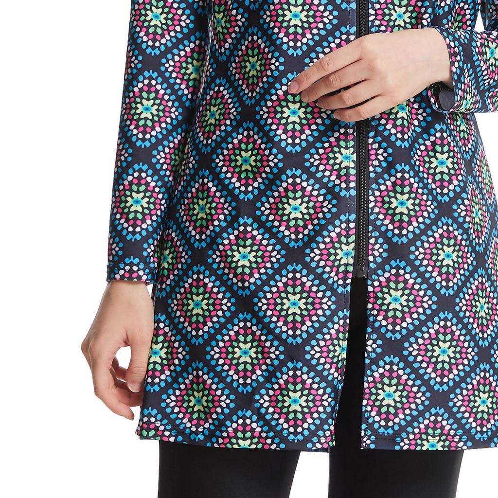 S-3XL женский мусульманский купальник с длинным рукавом, купальный костюм с кепкой и принтом, купальник с полным покрытием, купальный костюм из 3 предметов, защита от солнца