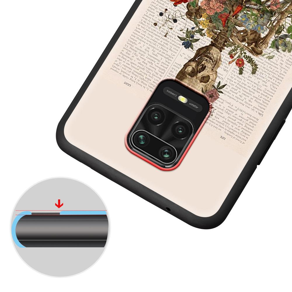 Чехол с черепом и розами для Xiaomi Redmi Note 9S 9 8 10 11 Pro 9C 9A 7 8T 7A 8A 6A 6 10S черный мягкий силиконовый чехол для телефона Coque