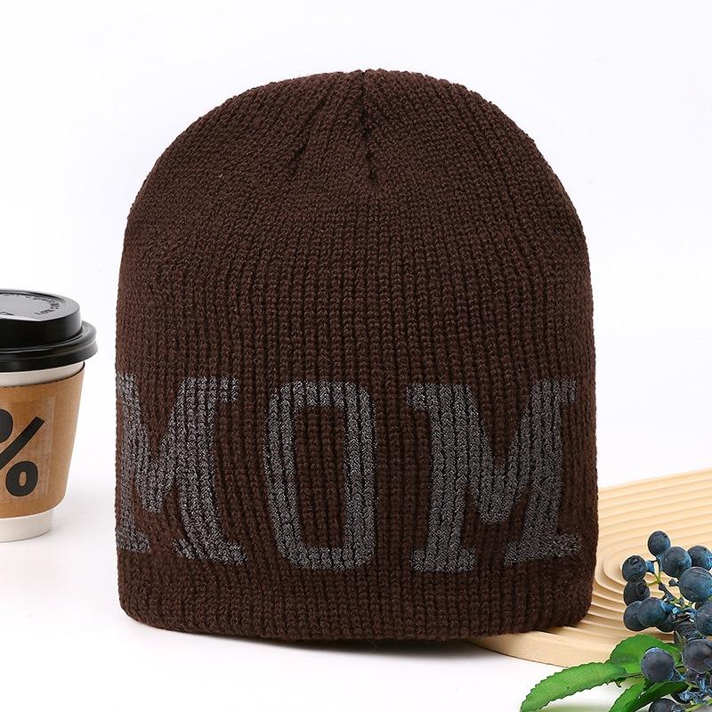 Pullover hat knitted new warm men's and women's niche letters autumn and winter spray paint hat personalized street cool tide contrast color