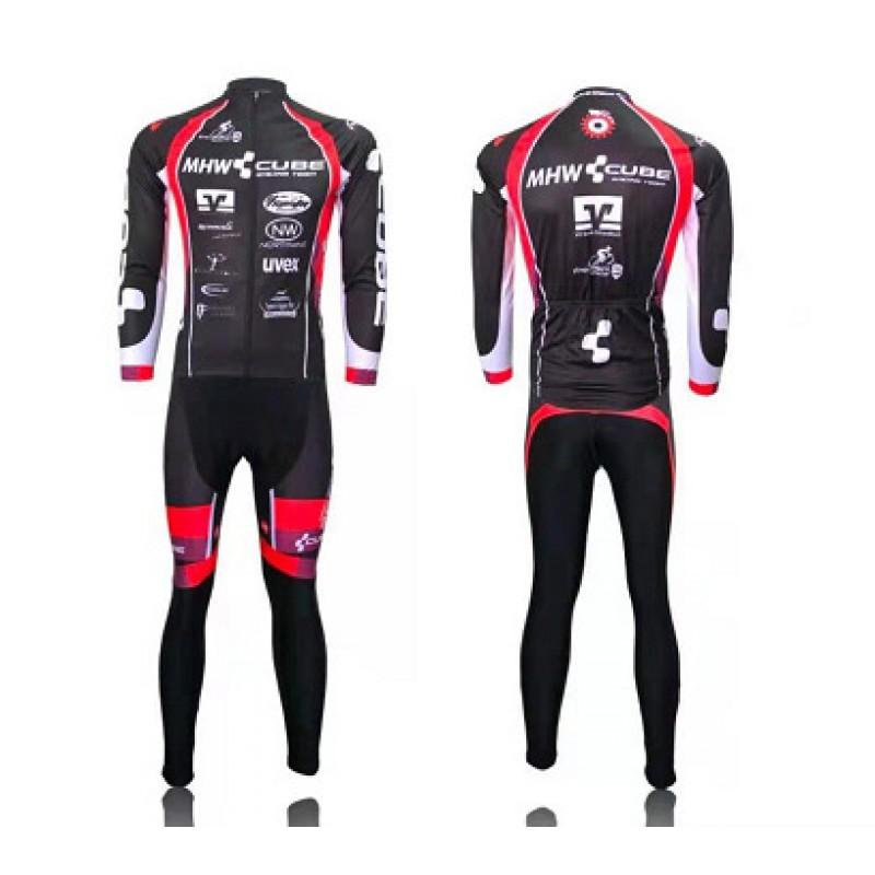 Men Women Cycling Jersey Set Long Sleeve Road Bike Outfit Breathable Quick Dry Riding Gear