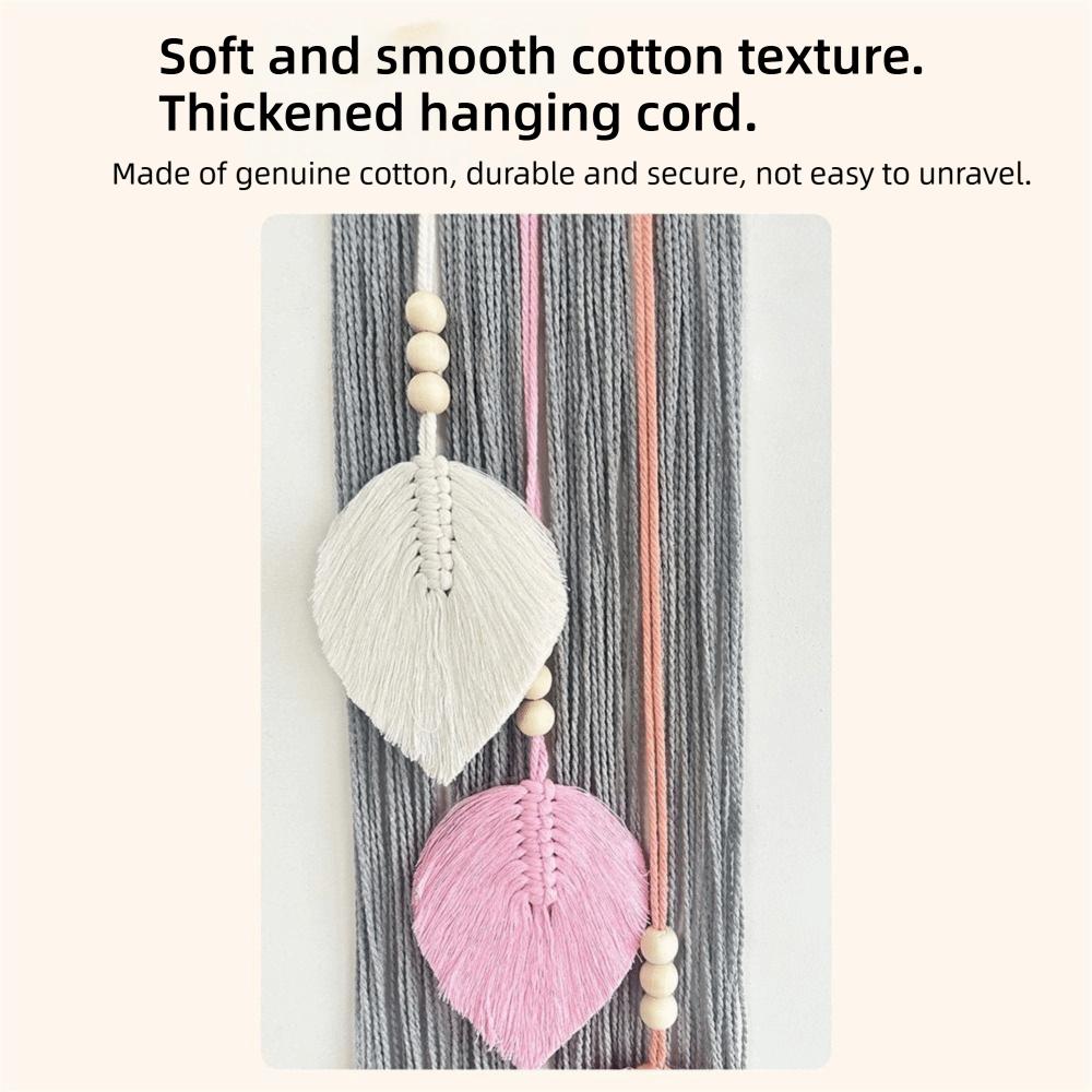Boho Style Leaf Macrame Wall Hanging 66x20cm Cotton Rope Handmade Woven Ornament Woven Wall Tapestry Home Wedding Decor