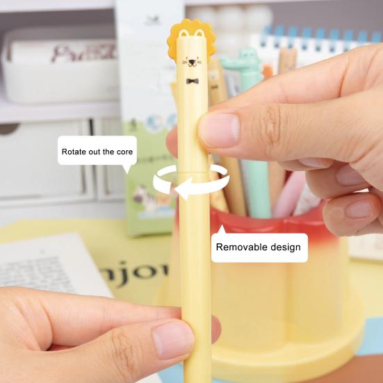 8Pcs Animal Themed Erasable Gel Pens 0.7mm Fine Tip Pens for Smooth Writing Fun Writing Tools for School Office Note Taking