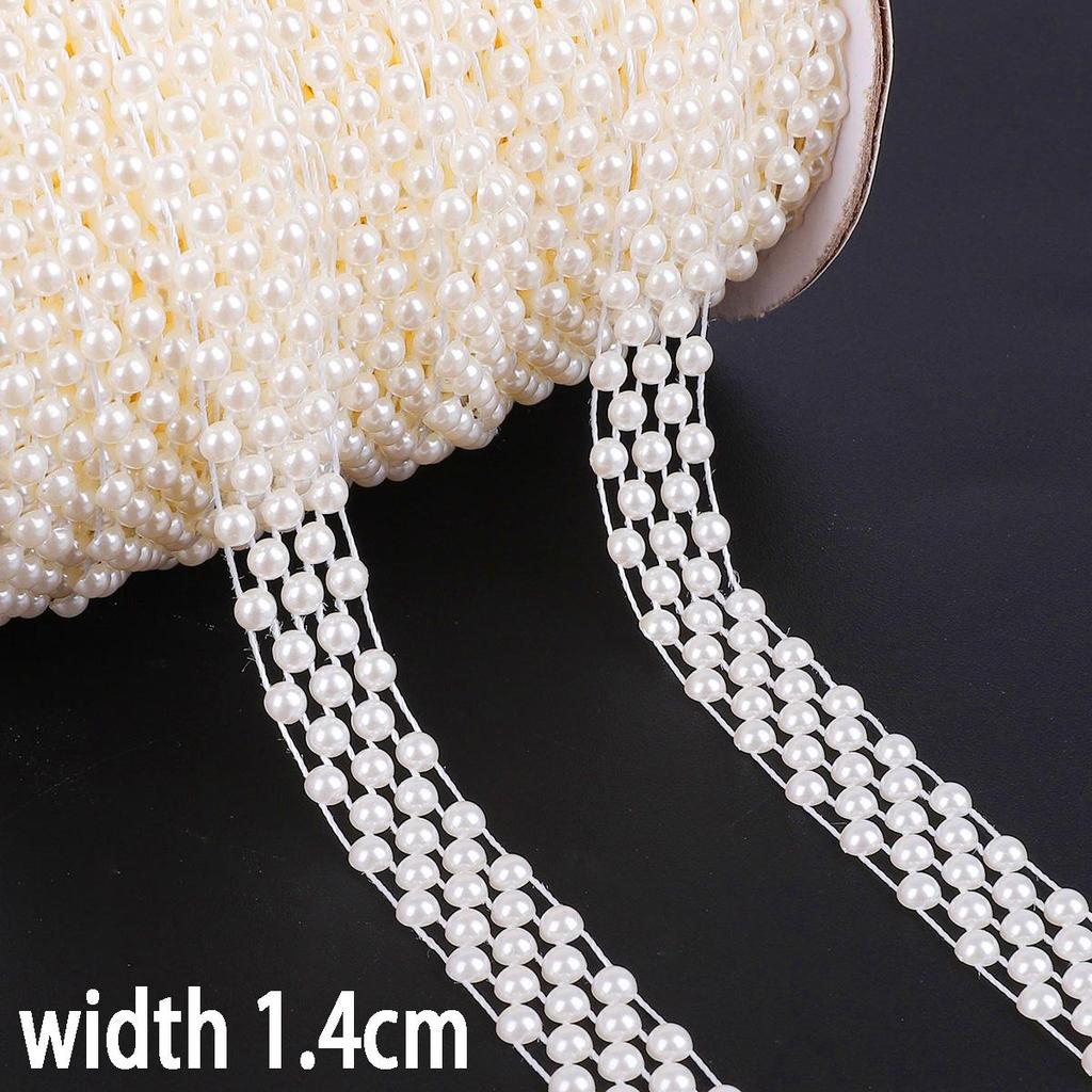 Multi-Size ABS Imitation Pearl Beads Chain Trim for DIY Wedding Dress Costume Applique Craft Accessories