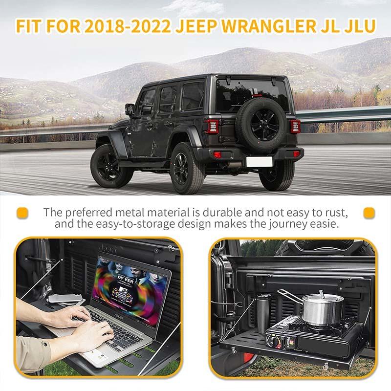 Car Tailgate Storage Bracket Foldable Table Board Rack Shelf For Jeep Wrangler JL 2018 Up Metal Car Accessories