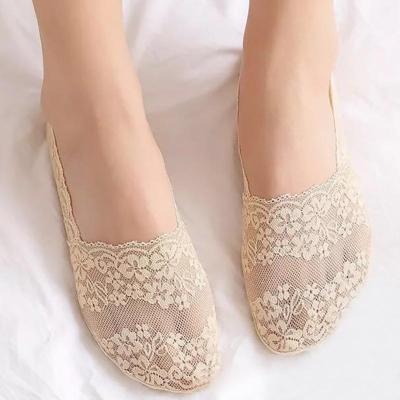 1/3 пары женских невидимых хлопковых подошв, нескользящие тапочки, носки-лодочки для девочек, летние носки из силикагеля с вишневым цветочным узором и кружевом