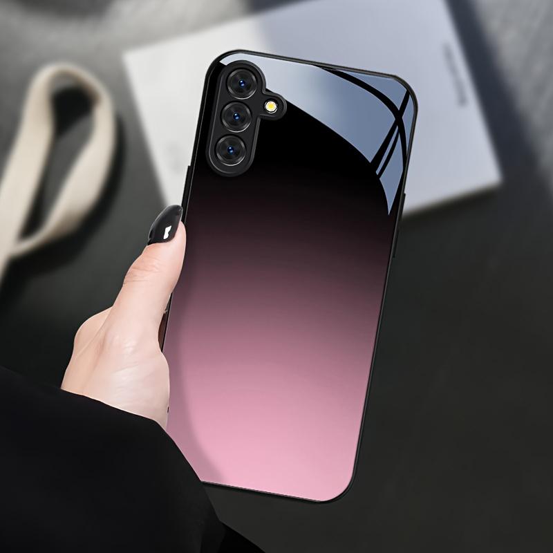Модные чехлы для телефона с градиентом Black Pink Carcasa Стеклянный чехол для телефона для Samsung Galaxy S26 S25 S24 S23 S22 FE Ultra Plus Fundas