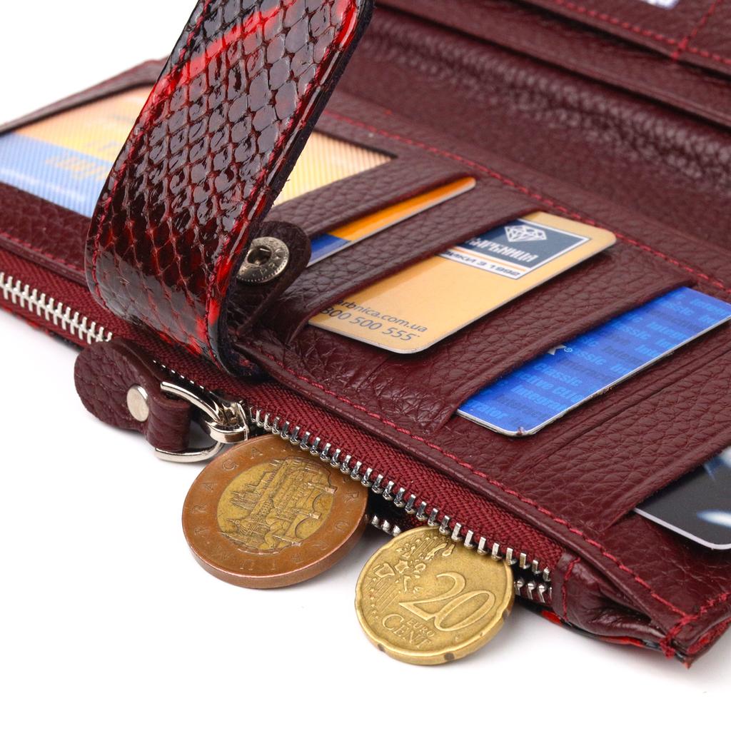 Необычный Женский кошелек из натуральной кожи с тиснением под змею CANPELLINI Wallet 21647 Разноцветный