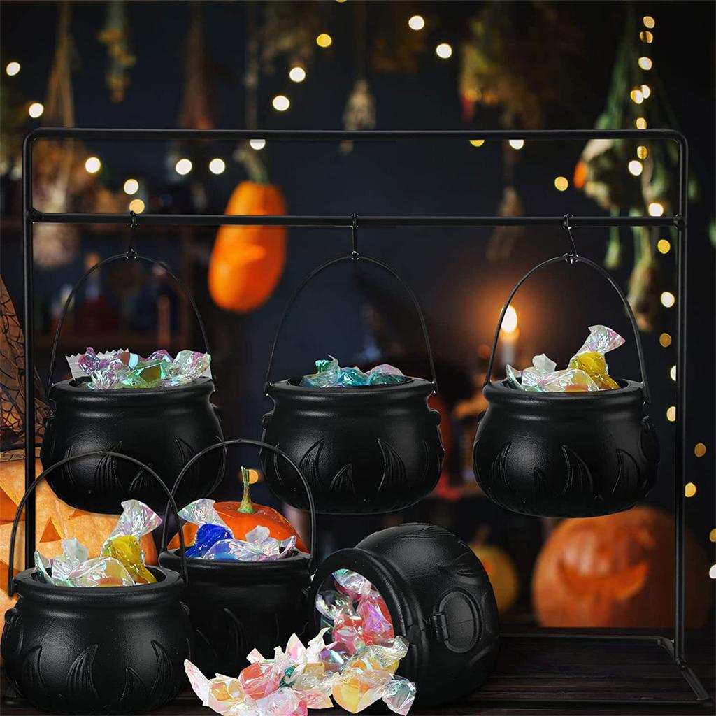 Pack Of 3/6/9 Halloween Witch Cauldron Candy Bowls With Metal Stands For Indoor Outdoor Party Tabletop Decorations