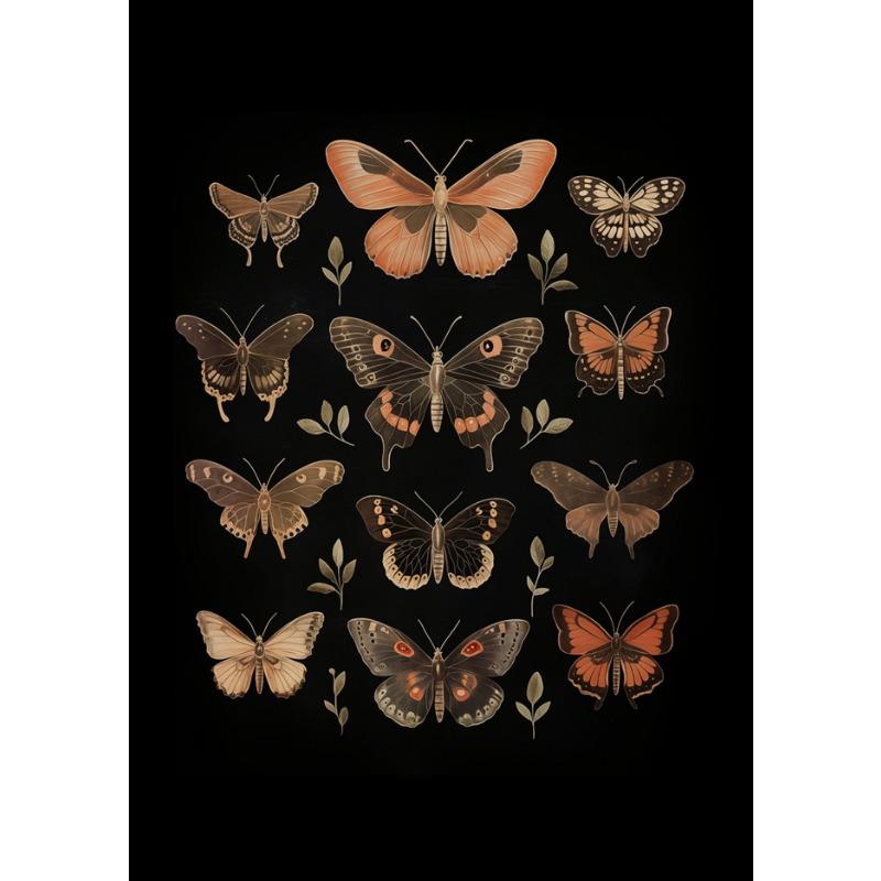 Винтажные постеры в стиле дарк-академия с изображением мотыльков, викторианская готика, иллюстрация насекомых, холст, настенные принты, картина для комнаты, домашний декор