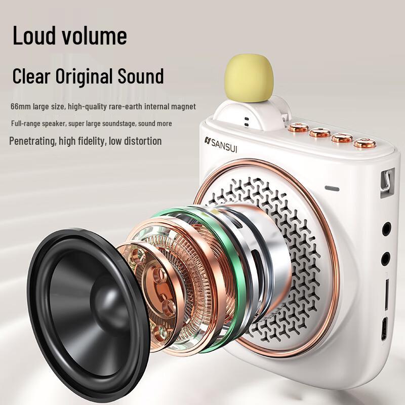 Беспроводной портативный голосовой усилитель SANSUI MV10 с петличным микрофоном, штекер CN (адаптер в комплекте) (Китайская версия)